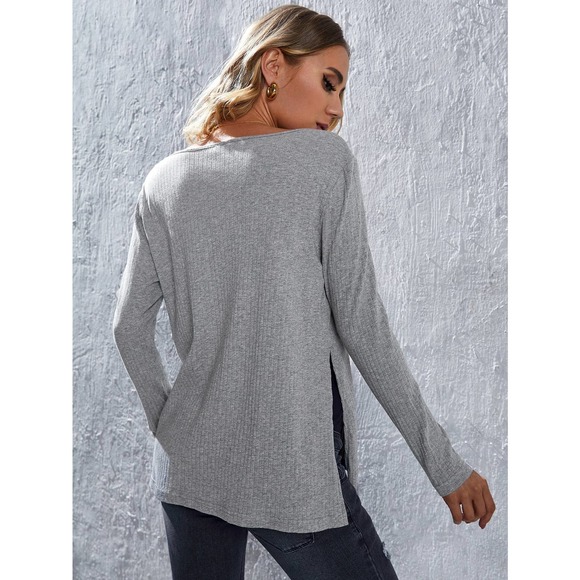 Maternity Solid Split Hem Belted Tee - Picture 2 of 5